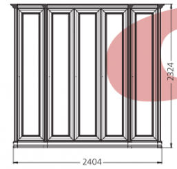 СпЕк-8-4/4, шкаф 5 дв с выступом, б/зер Спальня Екатерина Люкс патина